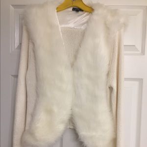 Faux fur trimmed sweater